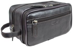 Мужской несессер из натуральной кожи с ручкой для ношения Ashwood 94121 коричневого цвета