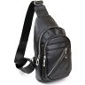 Мужская сумка-рюкзак через плечо черного цвета из кожзаменителя Vintage (20504) - 1