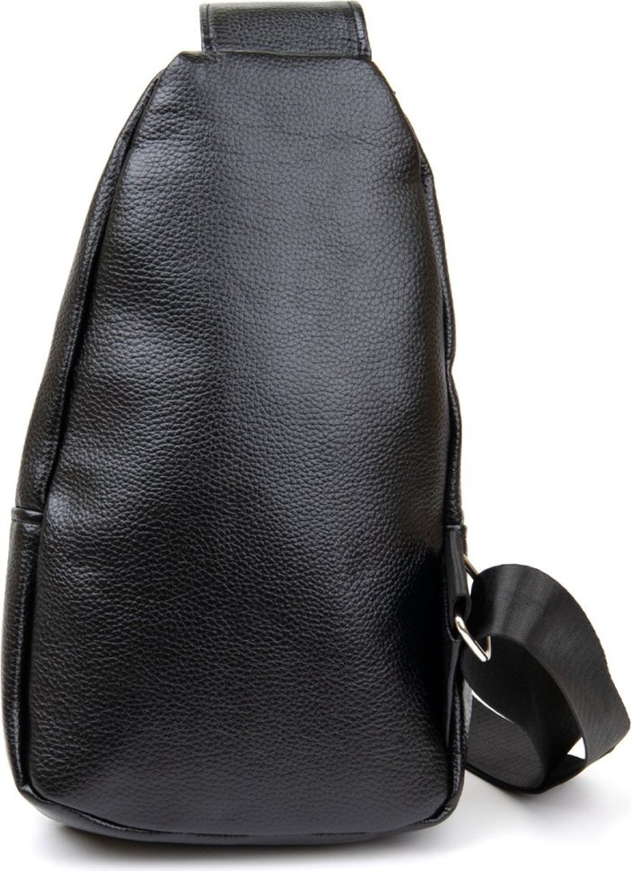 Мужская сумка-рюкзак через плечо черного цвета из кожзаменителя Vintage (20504)