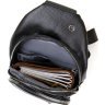 Мужская сумка-рюкзак через плечо черного цвета из кожзаменителя Vintage (20504) - 3