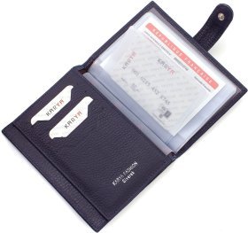 Стильная обложка для документов из кожи синего цвета - KARYA (17577)