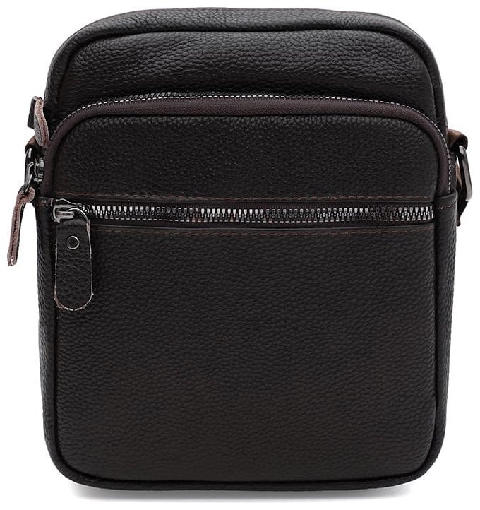 Небольшая кожаная мужская сумка через плечо коричневого цвета Borsa Leather 104521 modnotak фото №1