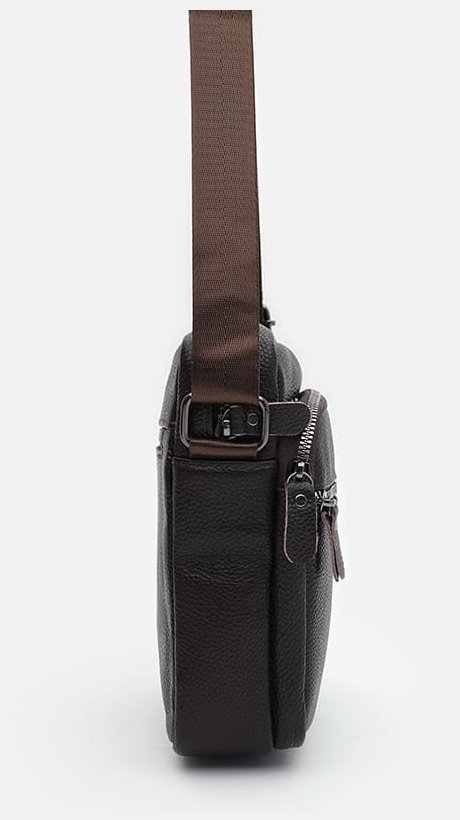 Небольшая кожаная мужская сумка через плечо коричневого цвета Borsa Leather 104521 modnotak фото №4