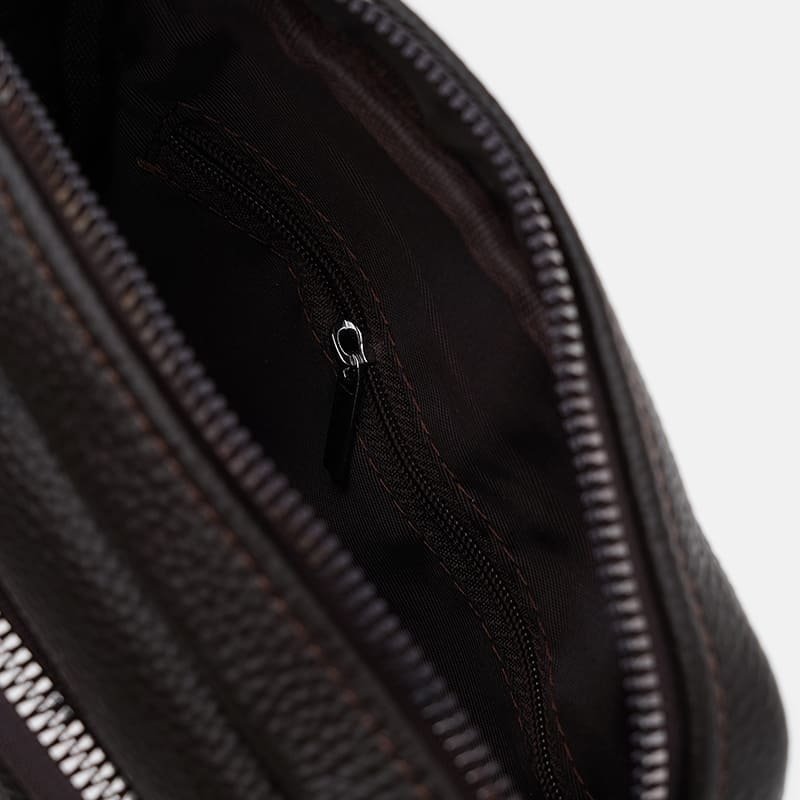 Небольшая кожаная мужская сумка через плечо коричневого цвета Borsa Leather 104521 modnotak фото №5