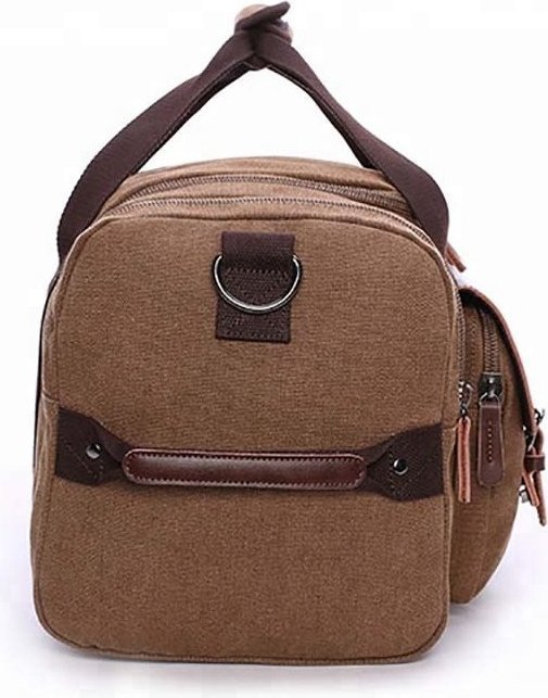 Дорожня сумка з текстилю коричневого кольору на блискавці Vintage (20193)