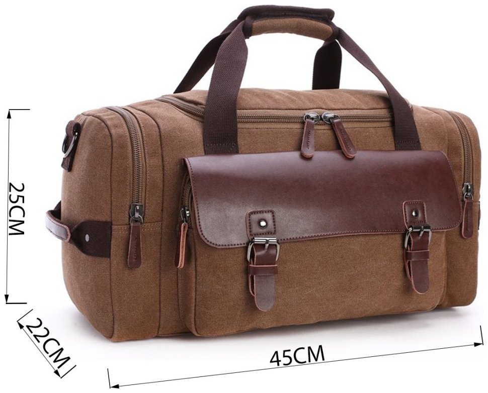 Дорожная сумка из текстиля коричневого цвета на молнии Vintage (20193) modnotak фото №8