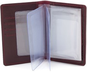 Женская кожаная обложка для автодокументов в цвете марсала с рисунком ST Leather (17612)