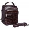 Чоловіча сумка-барсетка компактного розміру з темно-коричневої шкіри під крокодила DESISAN (3022-19) - 4