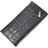 Чорний жіночий гаманець із фактурної шкіри під крокодила з фіксацією на клапан KARYA (2421107) - 2