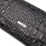 Черный женский кошелек из фактурной кожи под крокодила с фиксацией на клапан KARYA (2421107) - 3