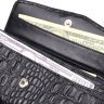 Чорний жіночий гаманець із фактурної шкіри під крокодила з фіксацією на клапан KARYA (2421107) - 4
