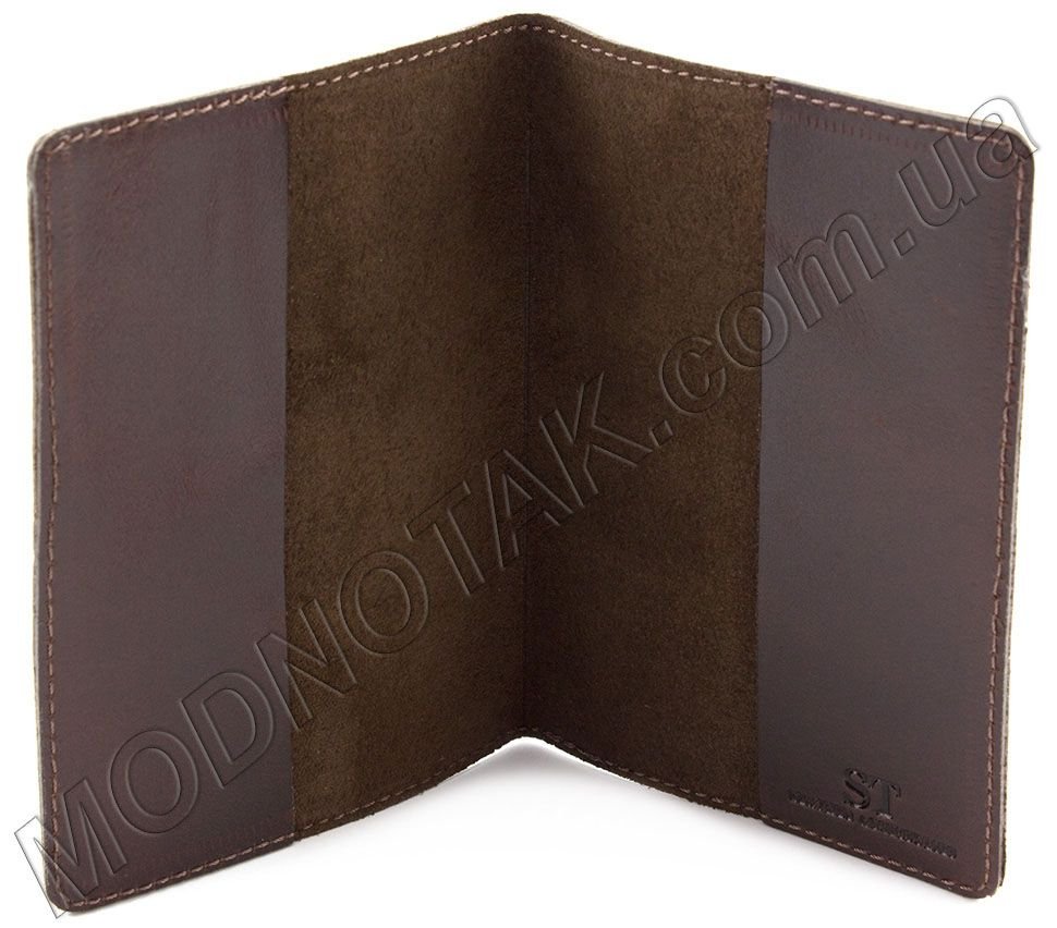 Шкіряна обкладинка для паспорта темно-коричневого кольору ST Leather (17747)