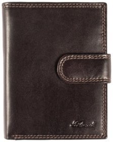 Мужское кожаное портмоне на кнопке с RFID-защитой Ashwood 1246 VT коричневого цвета 95421