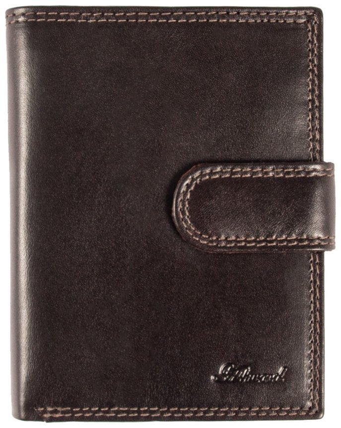 Чоловіче шкіряне портмоне на кнопці з RFID-захистом Ashwood 1246 VT коричневого кольору 95421 modnotak фото №1