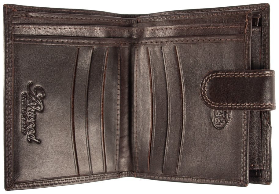 Чоловіче шкіряне портмоне на кнопці з RFID-захистом Ashwood 1246 VT коричневого кольору 95421 modnotak фото №3