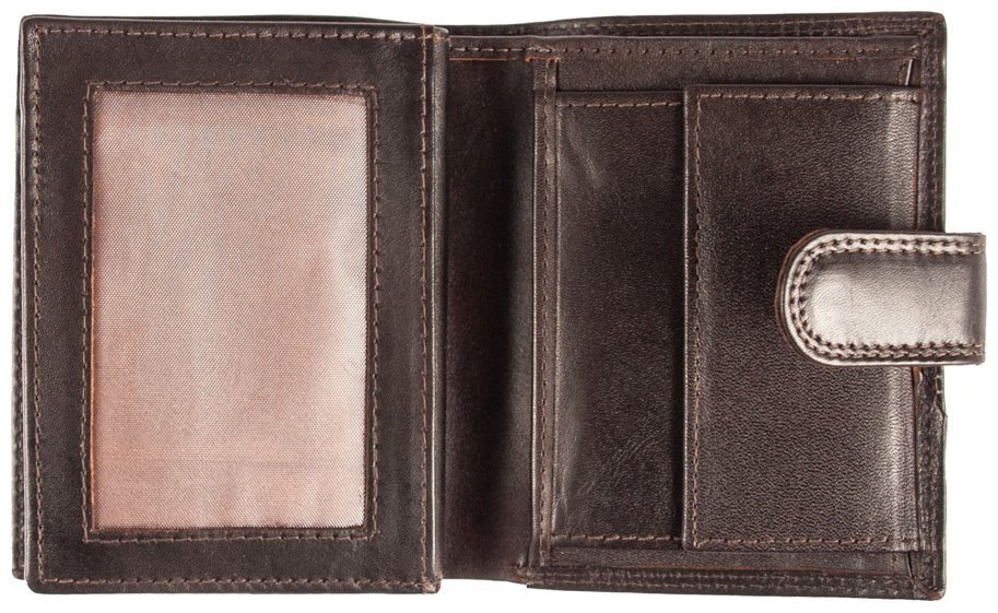 Чоловіче шкіряне портмоне на кнопці з RFID-захистом Ashwood 1246 VT коричневого кольору 95421 modnotak фото №4