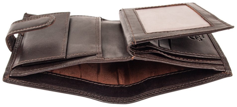 Чоловіче шкіряне портмоне на кнопці з RFID-захистом Ashwood 1246 VT коричневого кольору 95421 modnotak фото №6