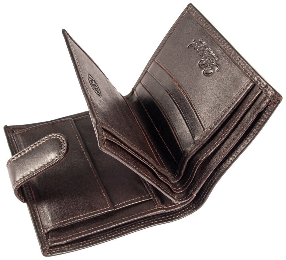 Чоловіче шкіряне портмоне на кнопці з RFID-захистом Ashwood 1246 VT коричневого кольору 95421 modnotak фото №8