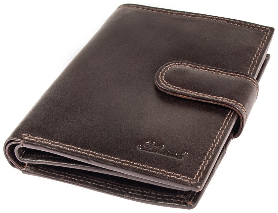 Чоловіче шкіряне портмоне на кнопці з RFID-захистом Ashwood 1246 VT коричневого кольору 95421 modnotak фото №9