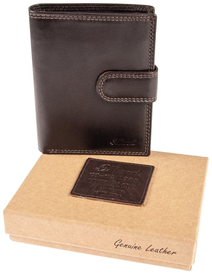Чоловіче шкіряне портмоне на кнопці з RFID-захистом Ashwood 1246 VT коричневого кольору 95421 modnotak фото №10