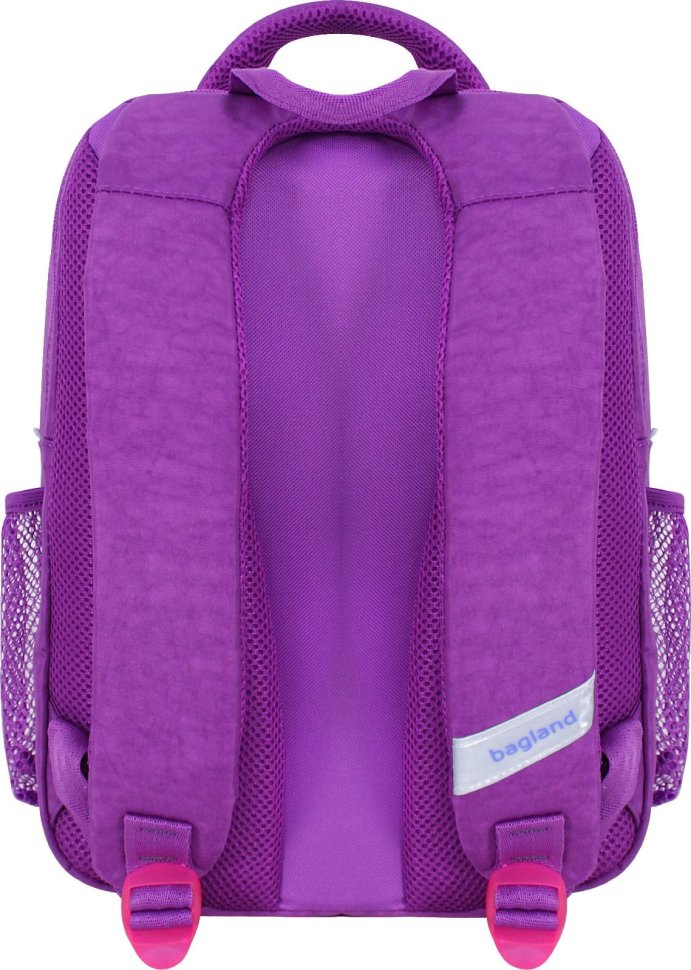 Фиолетовый рюкзакиз текстиля для школы с мопсом Bagland 55521