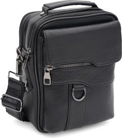 Мужская сумка-барсетка из гладкой черной кожи с ручкой Ricco Grande (56021)