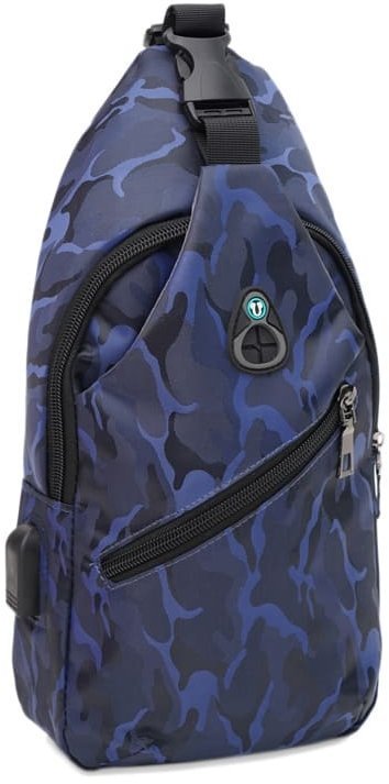 Синя чоловіча сумка-рюкзак з текстилю з принтом Monsen (19425)