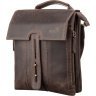 Коричневая сумка-барсетка из винтажной кожи с клапаном SHVIGEL (2411104) - 1