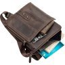 Коричневая сумка-барсетка из винтажной кожи с клапаном SHVIGEL (2411104) - 3