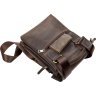 Коричневая сумка-барсетка из винтажной кожи с клапаном SHVIGEL (2411104) - 5