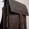 Коричневая сумка-барсетка из винтажной кожи с клапаном SHVIGEL (2411104) - 9