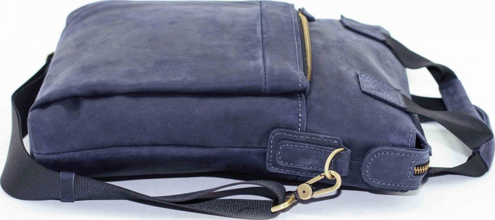 Наплечная мужская сумка синего цвета с ручками в стиле винтаж VATTO (12062)