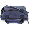 Наплечная мужская сумка синего цвета с ручками в стиле винтаж VATTO (12062) - 7