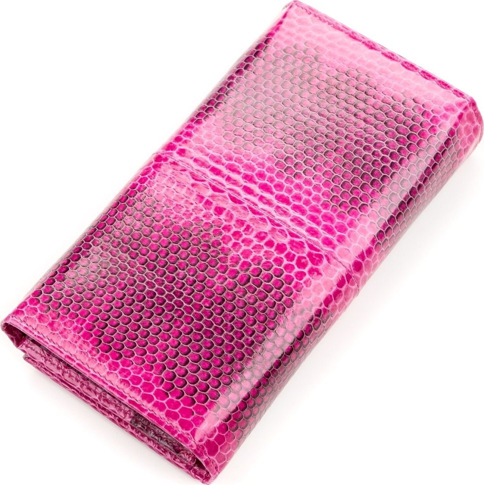 Женский кошелек из настоящей кожи морской змеи розового цвета SNAKE LEATHER (024-18154)
