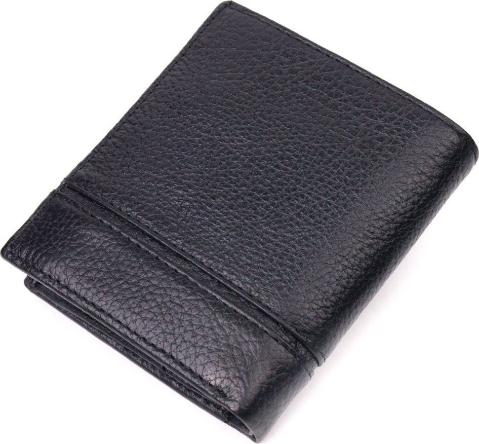 Чорне портмоне з натуральної шкіри без застібки KARYA (2421323)