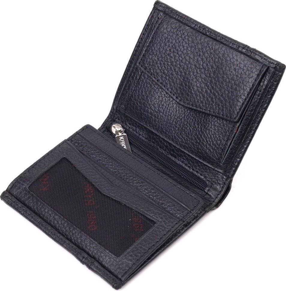 Чорне портмоне з натуральної шкіри без застібки KARYA (2421323)