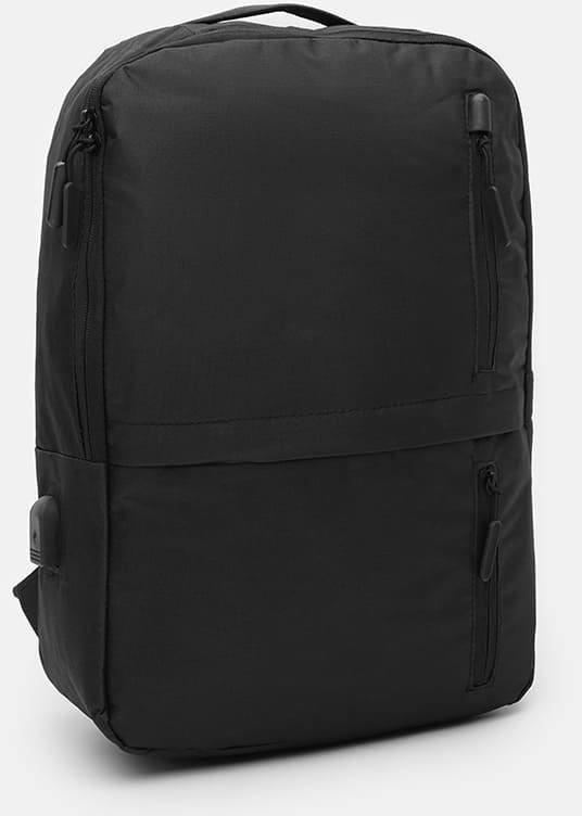 Мужской текстильный рюкзак черного цвета с сумкой в комплекте Monsen (22150)