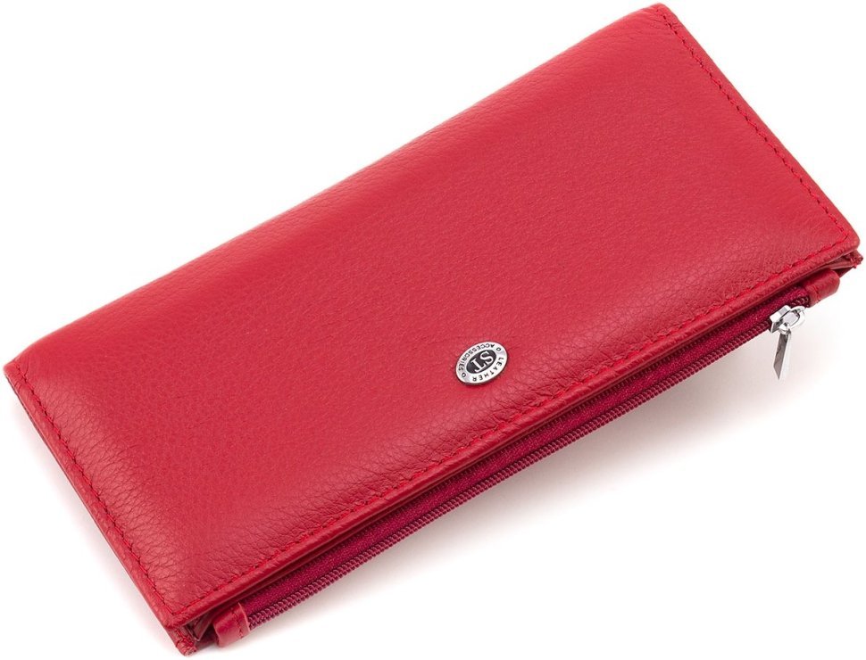 Кожаный женский купюрник красного цвета с монетницей ST Leather 1767421