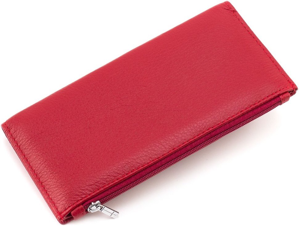 Шкіряний жіночий купюрник червоного кольору з монетницею ST Leather 1767421
