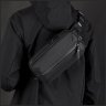 Мужская сумка-бананка горизонтального формата из черного текстиля Confident 77421 - 2