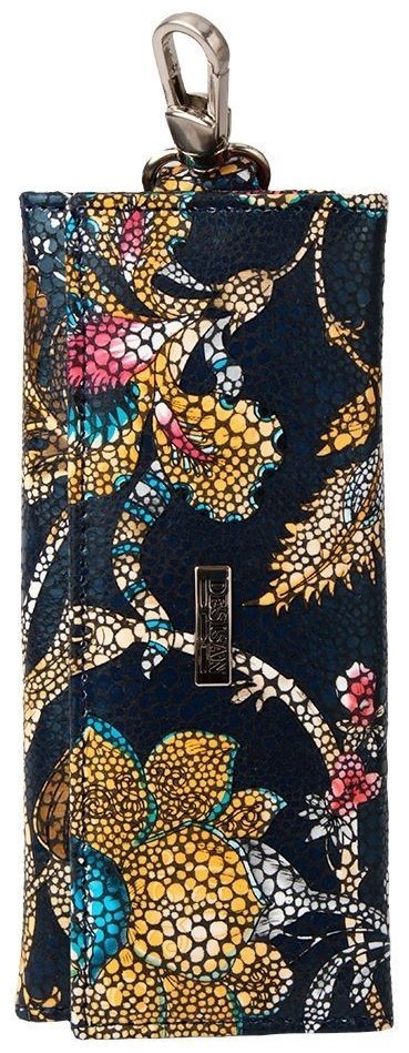 Кожаная ключница на кнопке синего цвета с цветочными узорами Desisan 107821 фото №1 Кожаная ключница на кнопке синего цвета с цветочными узорами Desisan 107821 modnotak фото №1