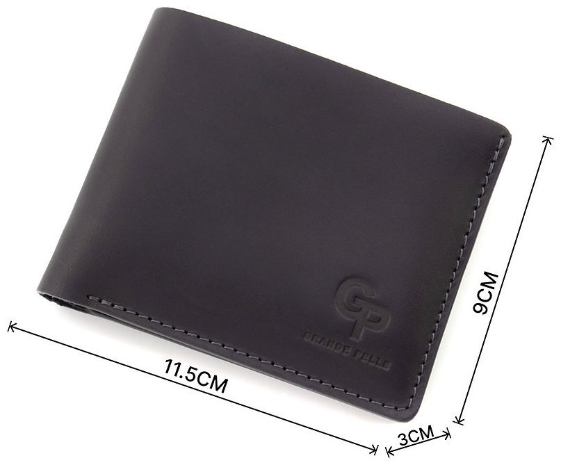 Мужское портмоне из черной кожи крейзи хорс на магнитах Grande Pelle 67821 modnotak фото №3