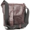 Небольшая мужская наплечная сумка из натуральной кожи коричневого цвета SHVIGEL 2400855 - 3
