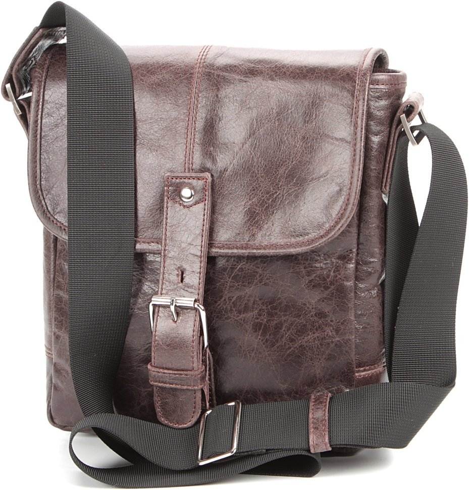 Невелика чоловіча наплічна сумка з натуральної шкіри коричневого кольору SHVIGEL 2400855
