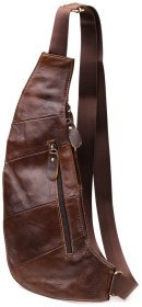 Большая повседневная мужская сумка-слинг из натуральной кожи коричневого цвета Vintage 98121