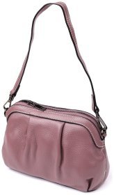 Жіноча шкіряна сумка з ефектом драпірування через плече пудрового кольору Vintage 98221