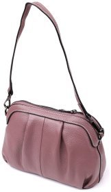 Жіноча шкіряна сумка з ефектом драпірування через плече пудрового кольору Vintage 98221