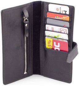 Темно-синий купюрник ручной работы на кнопке Grande Pelle (13050)