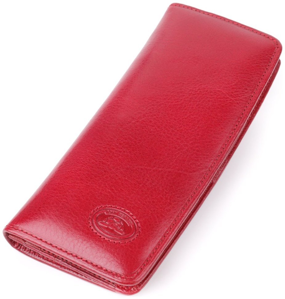 Яркий женский купюрник из натуральной гладкой кожи красного цвета на кнопке Tony Perotti 108521 modnotak фото №1
