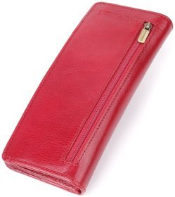 Яркий женский купюрник из натуральной гладкой кожи красного цвета на кнопке Tony Perotti 108521